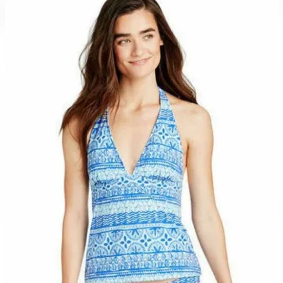 Vineyard Vines All Over Shell Halter Tankini Small - Picture 3 of 9